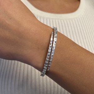 Rachel Koen 4.27Ctw Tapered Baguette Cut Diamond Bangle Bracelet 18K White Gold